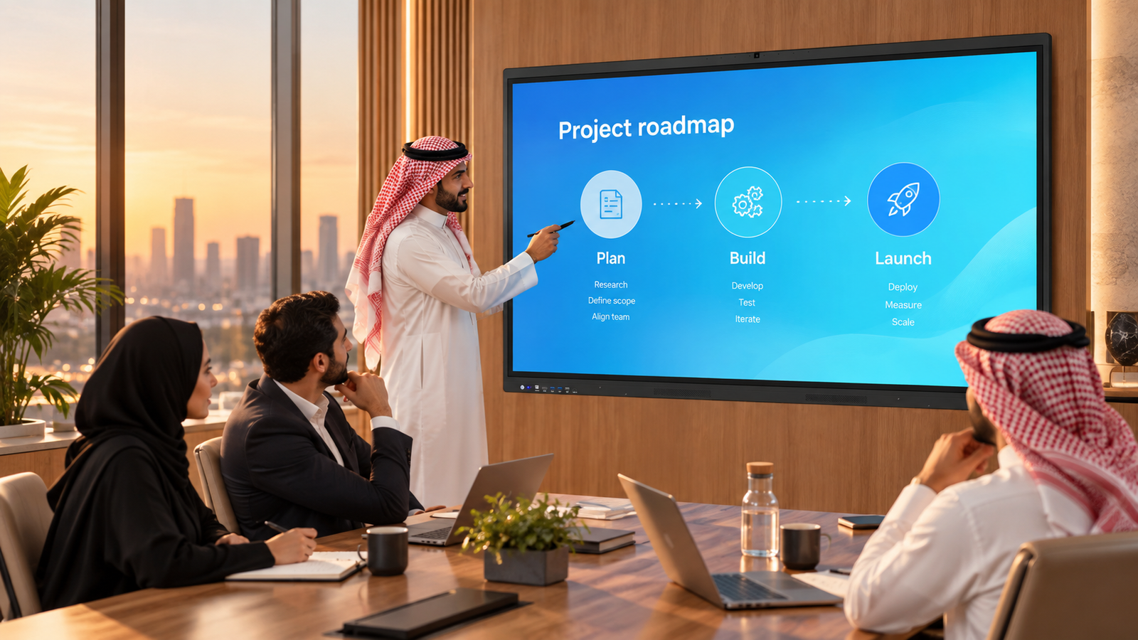 Illustrative meeting use of an interactive display